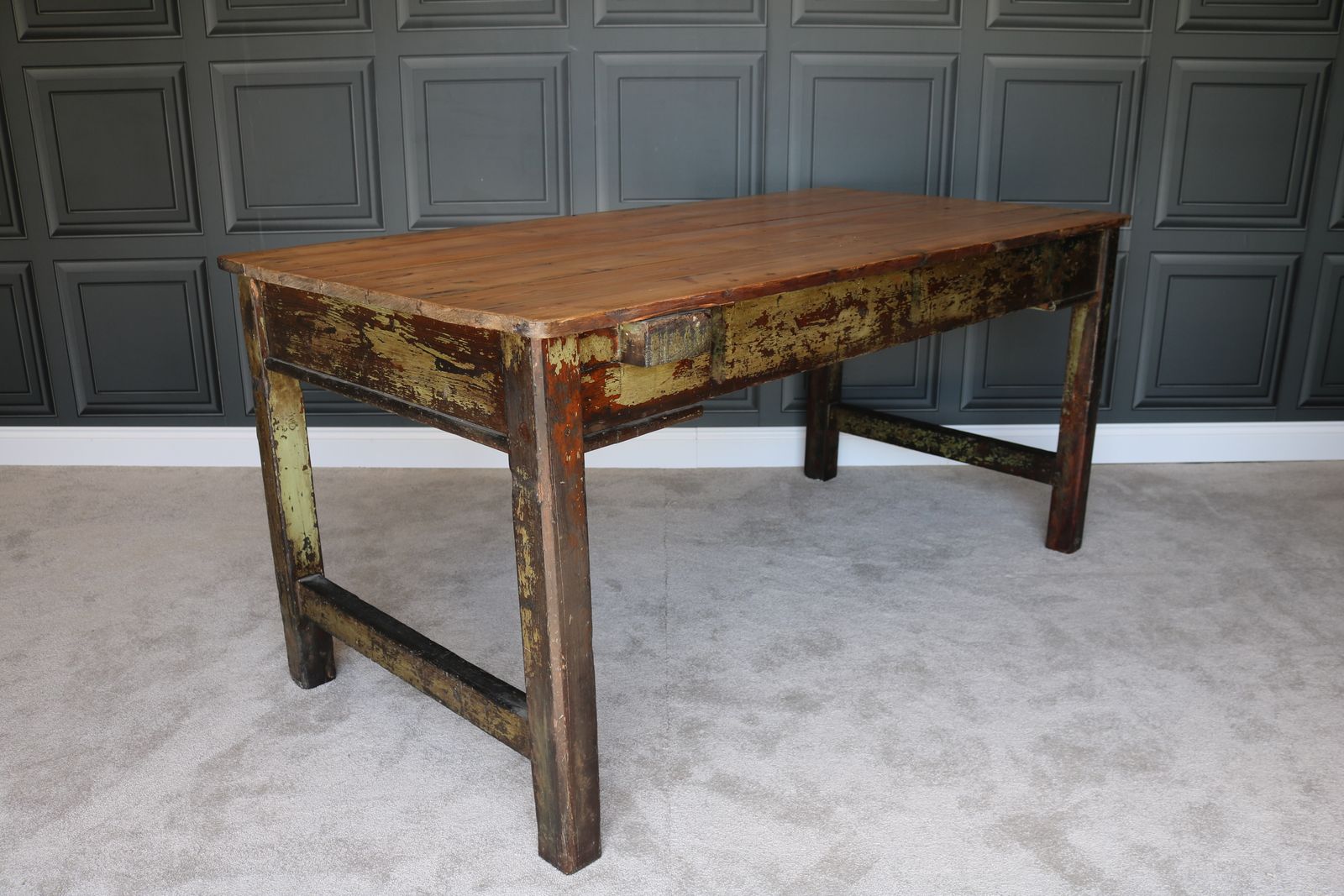 Rustic Farmhouse Table In Distressed Green
