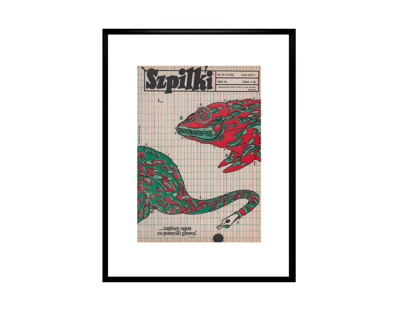 Framed Cover Of The Szpilki Magazine By Andrzej Dudziński From December 8, 1974 photo furniture
