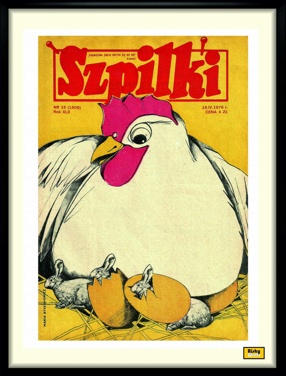 Framed Cover Of Szpilki Magazine By Maria Byskiniewicz, 1976.
