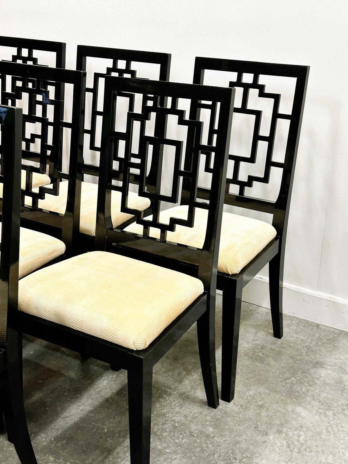 Set Of 8 Jean Claude Mahey Black Lacquered Dining Chairs For Roche Bobois, 1980s. France photo Furniture