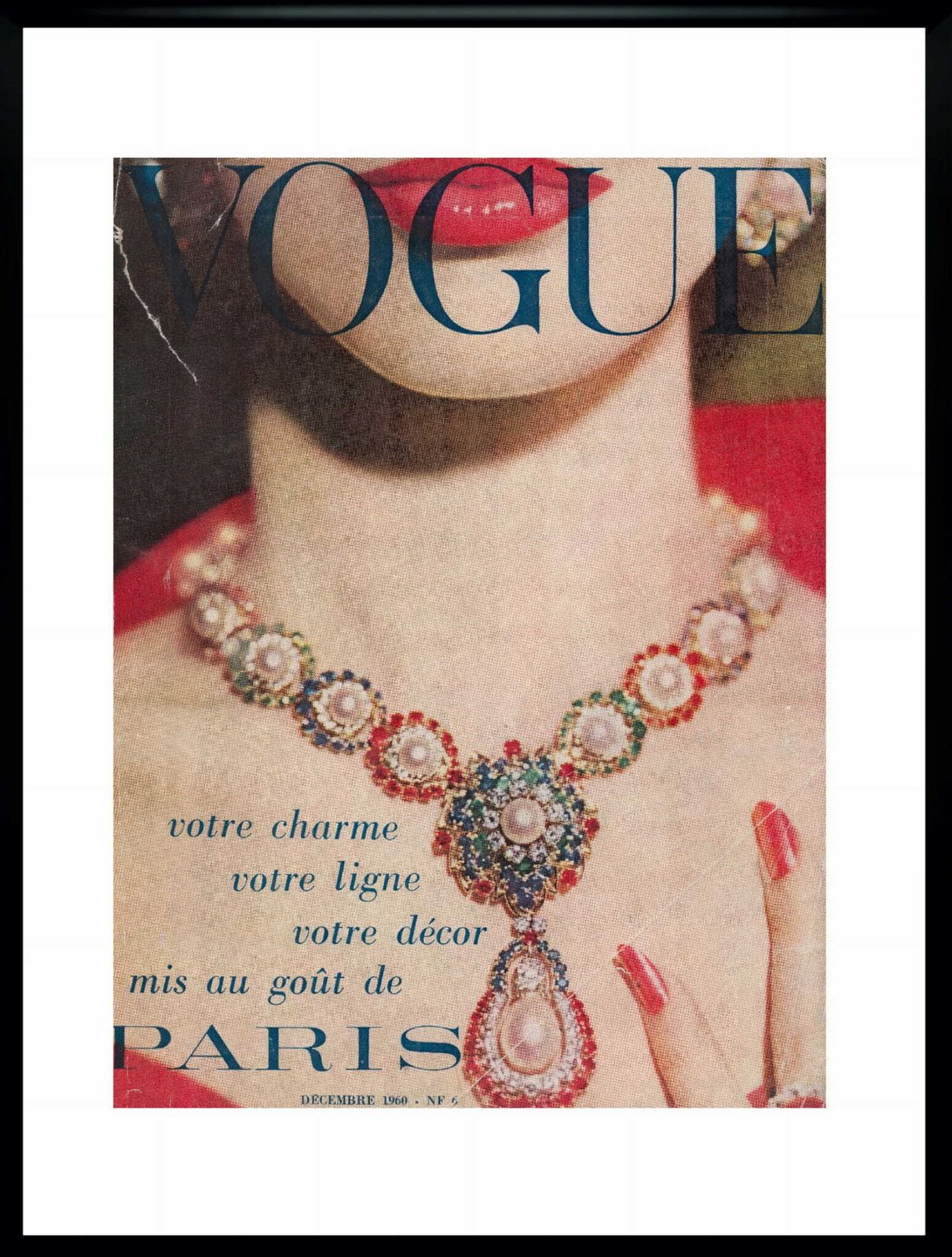 Framed Cover Of French Vogue 12/1960, Photo By Lionel Kazan
