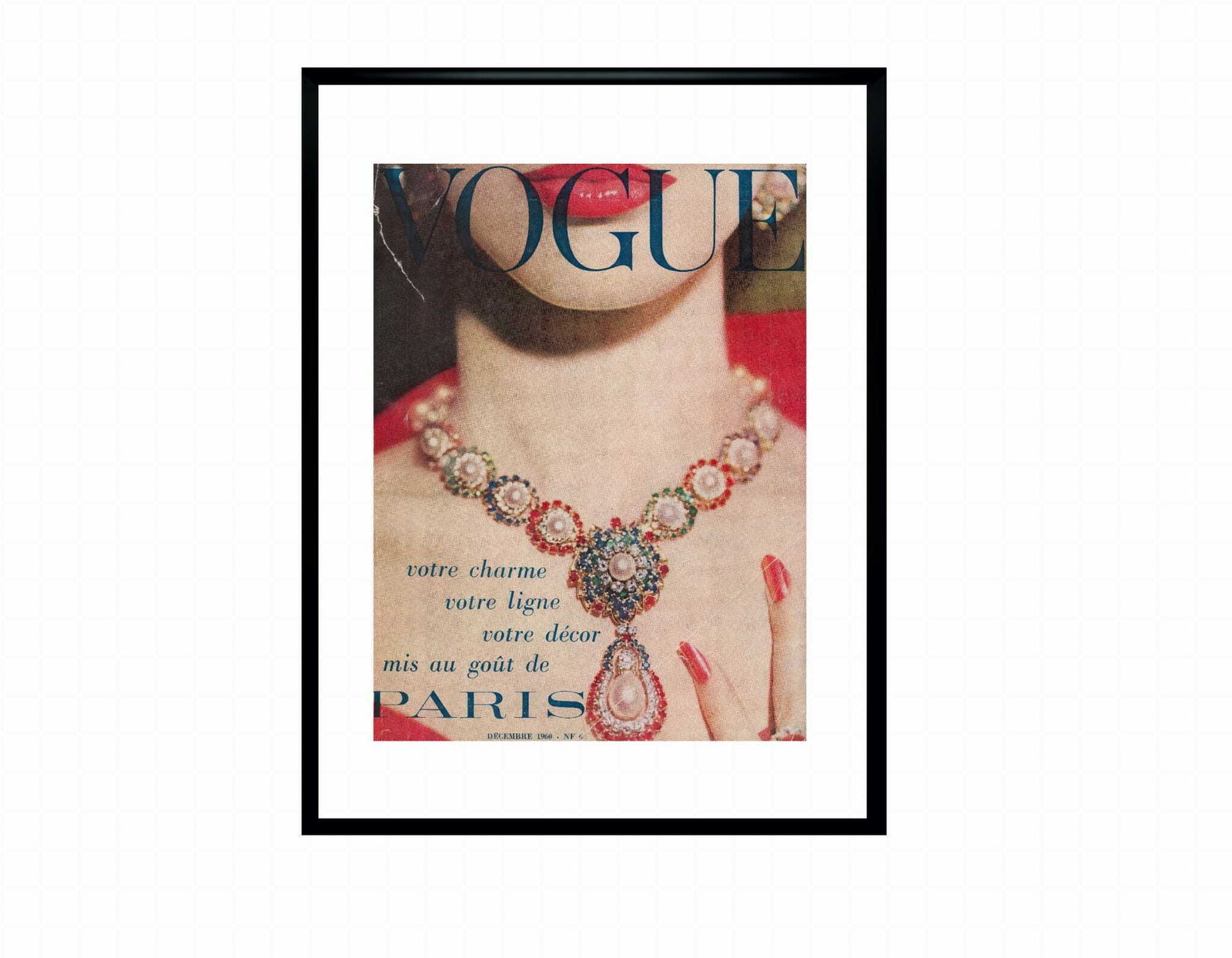 Framed Cover Of French Vogue 12/1960, Photo By Lionel Kazan photo furniture
