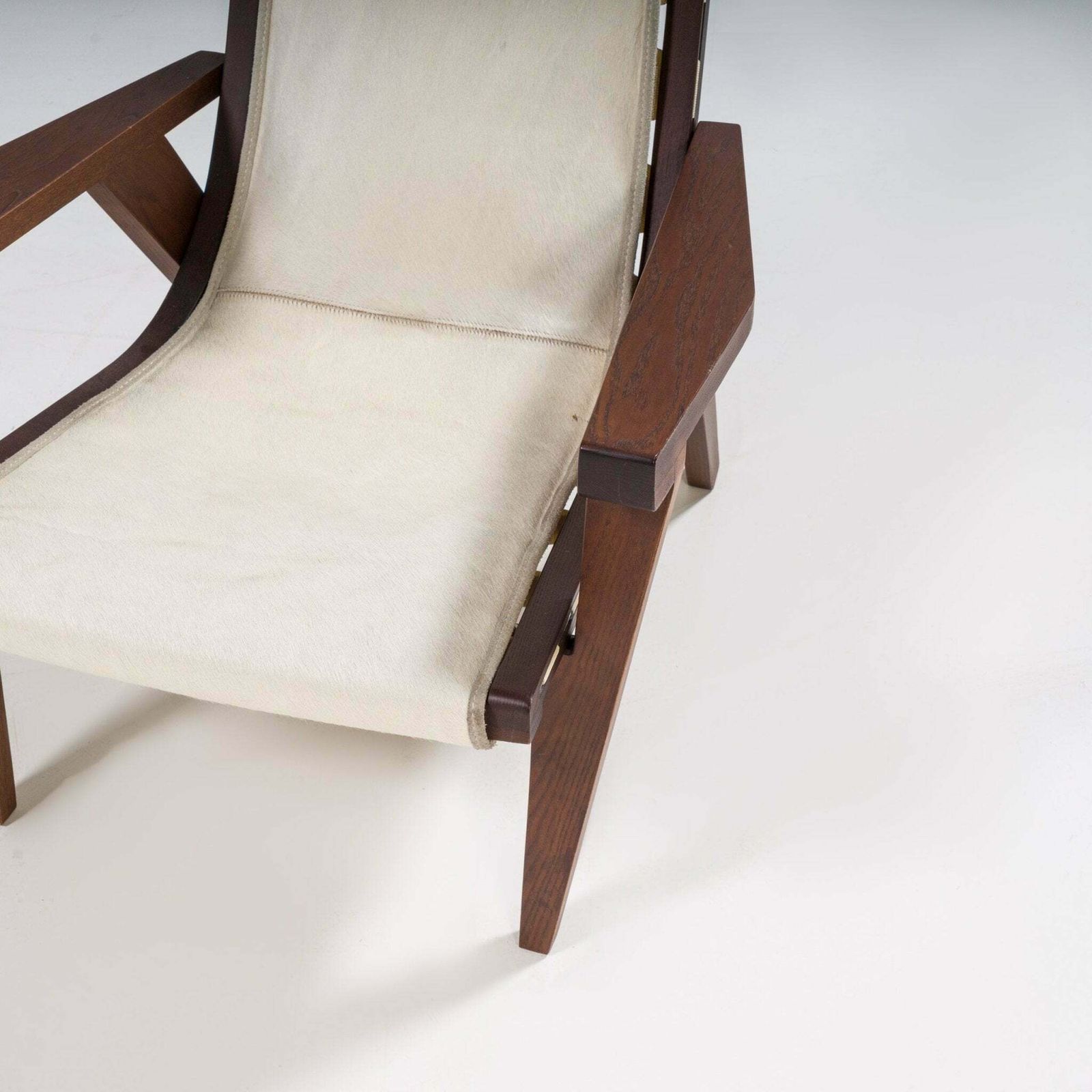 B&B Italia By Antonio Citterio Cream Pony Hair Leather J.J. Armchair photo vinterior