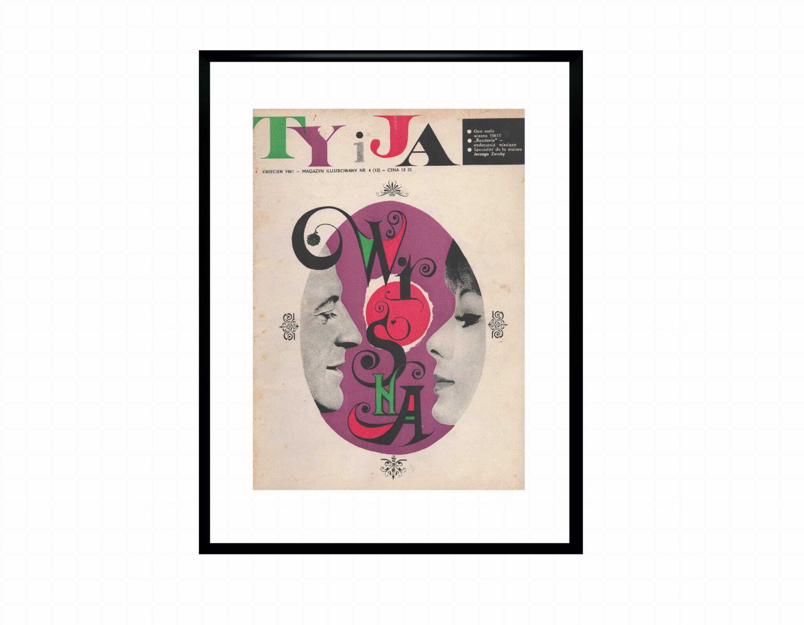 Framed Cover Of The Monthly Magazine Ty I Ja, 04/1961, Author: Roman Cieślewicz photo furniture