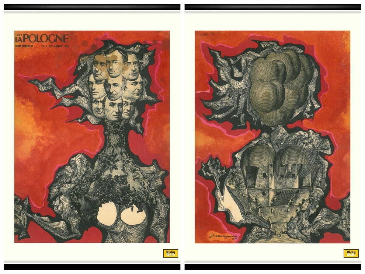 Two Framed Covers Of Polska Magazine, "Spotkanie", Author. Jerzy Skarżyński 1969 photo furniture