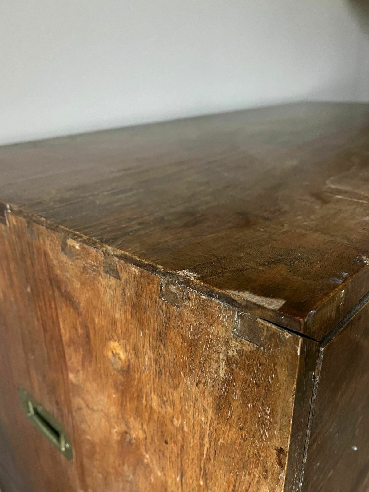 3350.0 19th Century Military Campaign Chest Of Drawers In Solid Teak Wood With Brass Handles And Hardware Anglo Indian Antique Storage Armoire photo