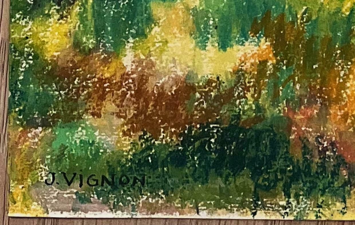 Josine Vignonmid Century French Original Pastel Painting Of Sunlit Orchard1950's photo vinterior