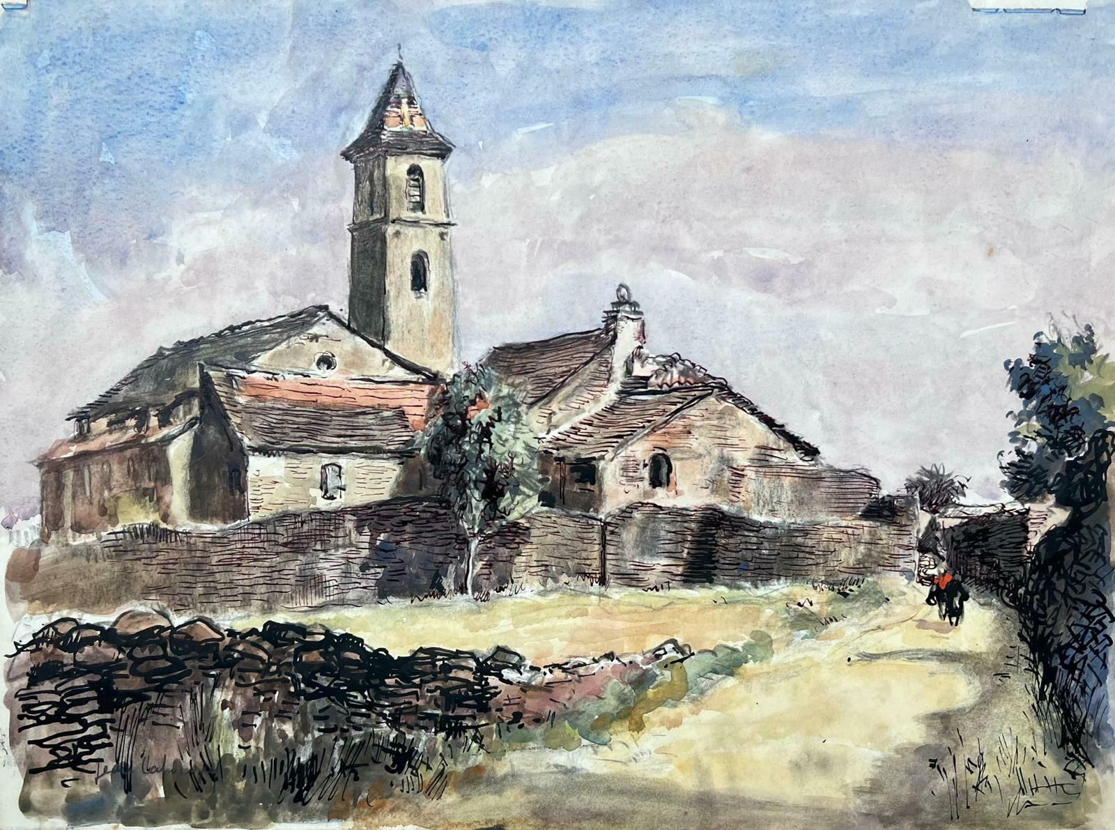 Jean Laforgueold Provence Church Mid 20th Century French Post Impressionist Signed Painting