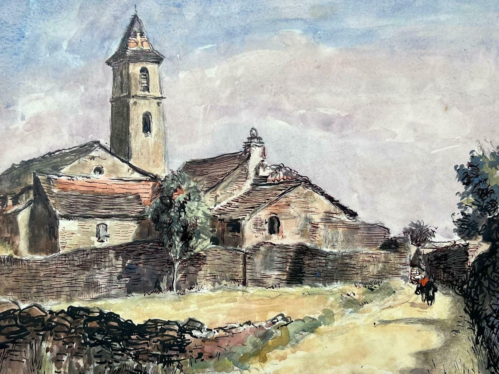 Jean Laforgueold Provence Church Mid 20th Century French Post Impressionist Signed Painting photo for sale