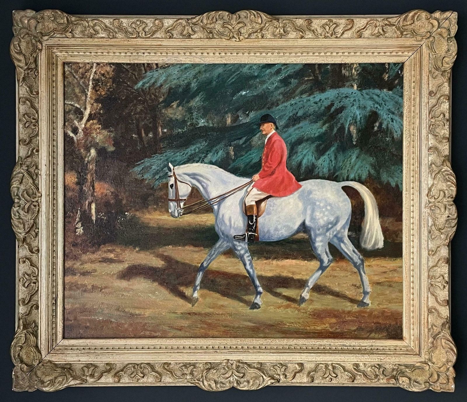 John Renneybritish Hunting Scene Oil Painting Master Of The Fox Hounds On Horsebackc. 1970's