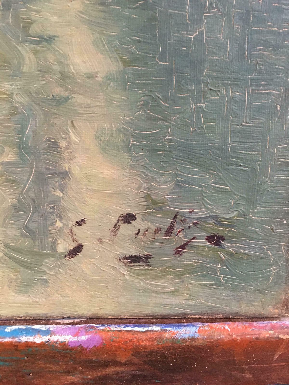 Unknownview Of The Lake, French Impressionist Landscape, Oil Painting, Signedc.1920s photo furniture