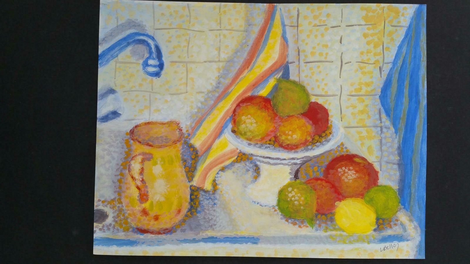 Louis Bellonfrench Neo Impressionist Still Life Pointillist Mid 20th Century Paintingc. 1950s photo vintage