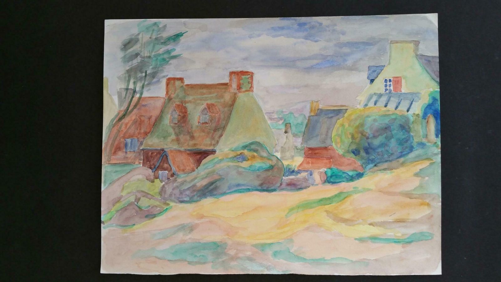 Louis Bellonprovence Village Landscape Post Impressionist 1940's Paintingc. 1940s photo furniture