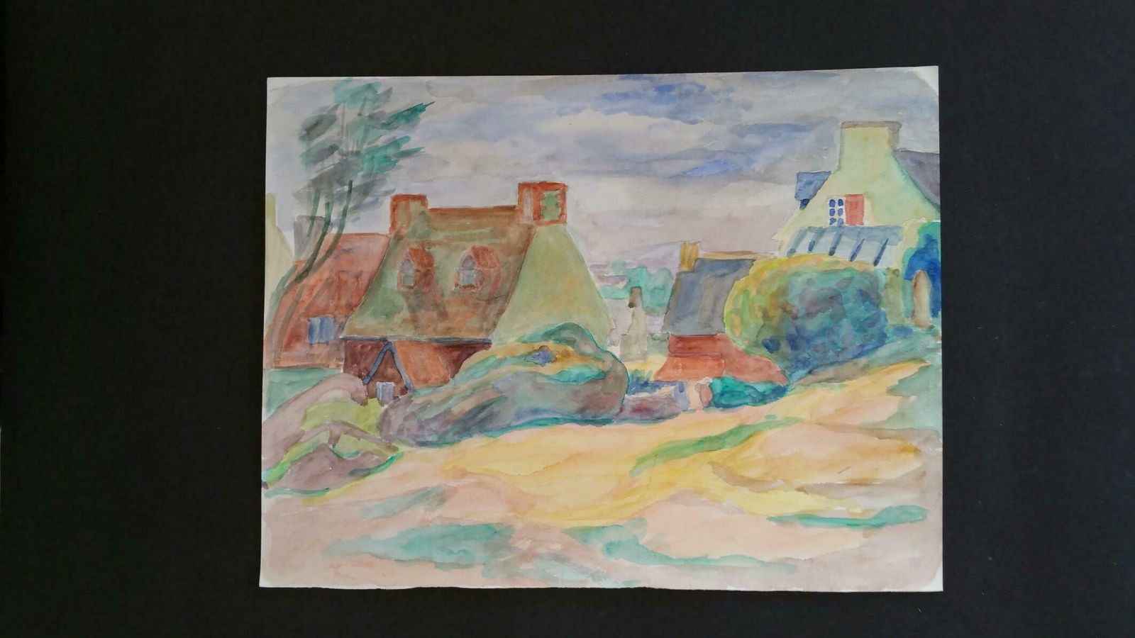 Art Louis Bellonprovence Village Landscape Post Impressionist 1940's Paintingc. 1940s photo