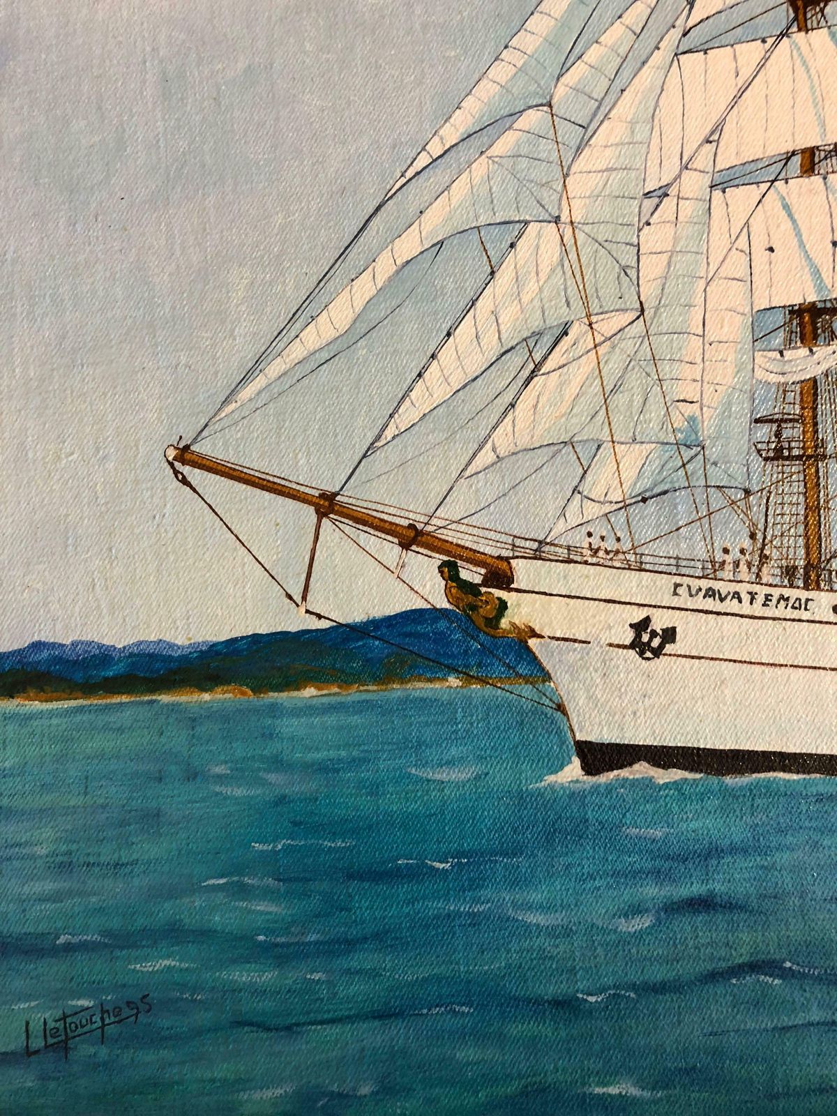 Louis Letouchecuauhtémoc, Signed Oil Paintingc. 1995 photo Art