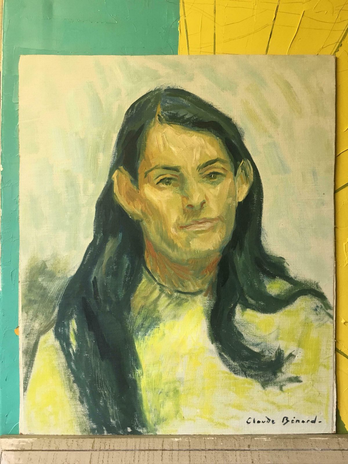 Claude Benardthe Lady In Yellow, Impressionist Portrait, Signed Oil Paintingc.1950s photo furniture