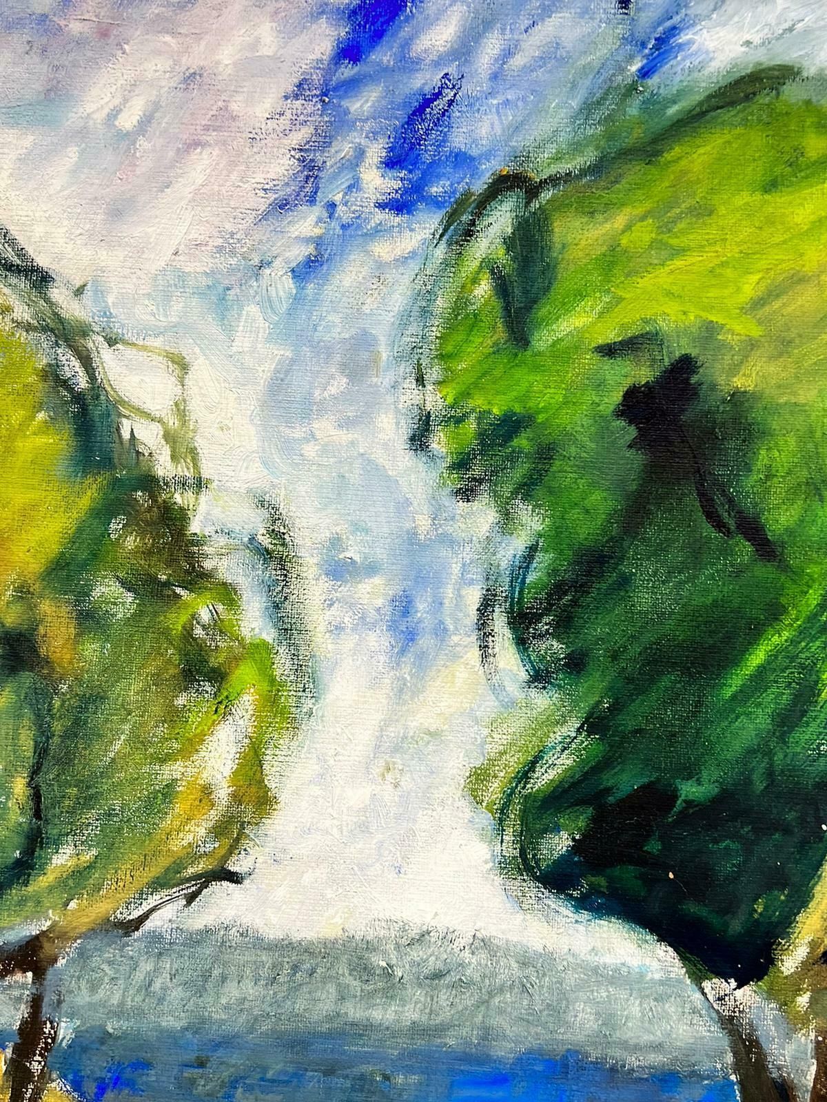 Swedish Impressionistgreen Trees In Coastal Landscape Signed Swedish Oil Painting On Canvasc. 1989 photo 914.0