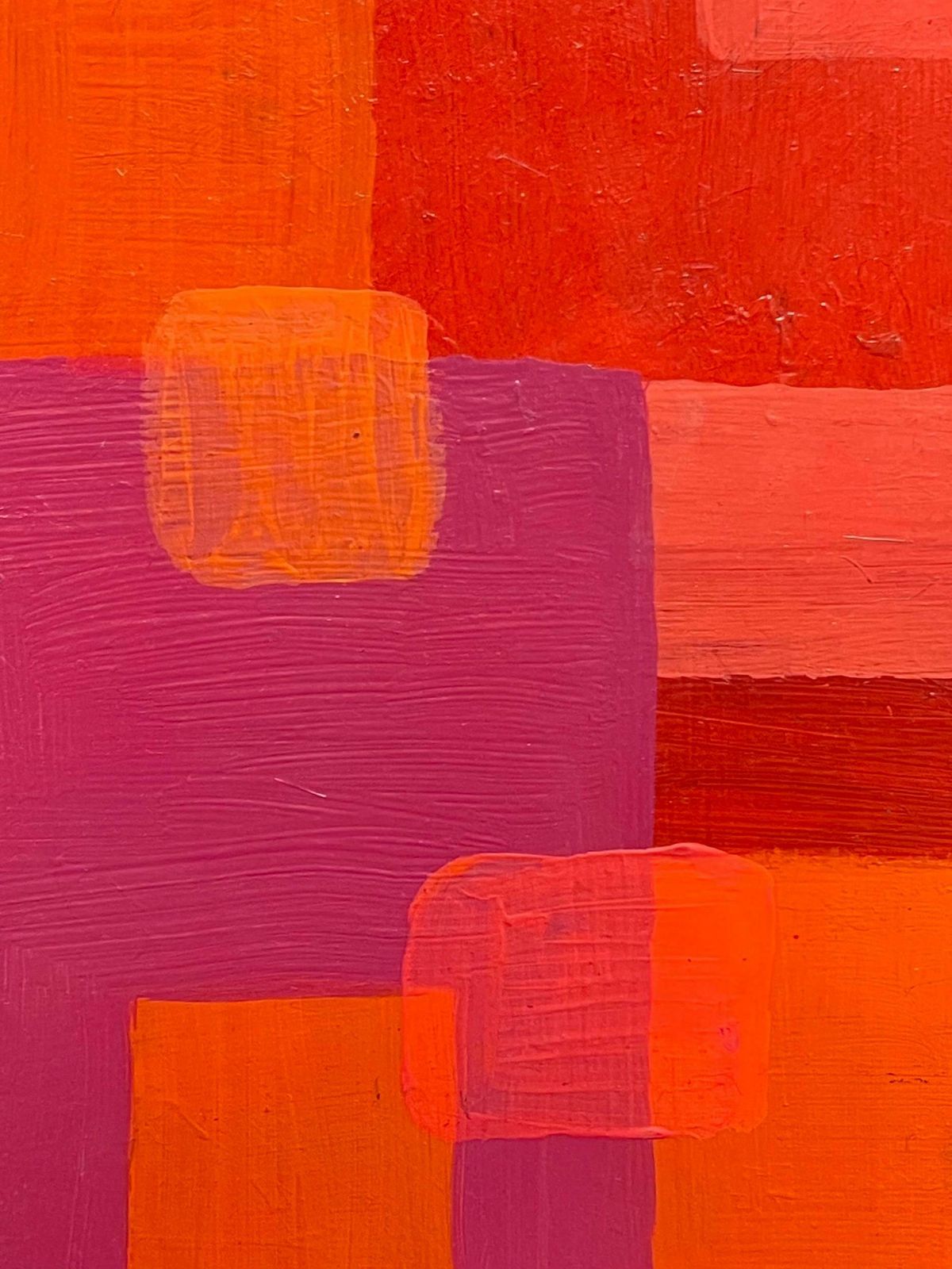Sally Bradshawpink Red Cubist Abstract British Contemporary Paintingc.2017 photo 608.0