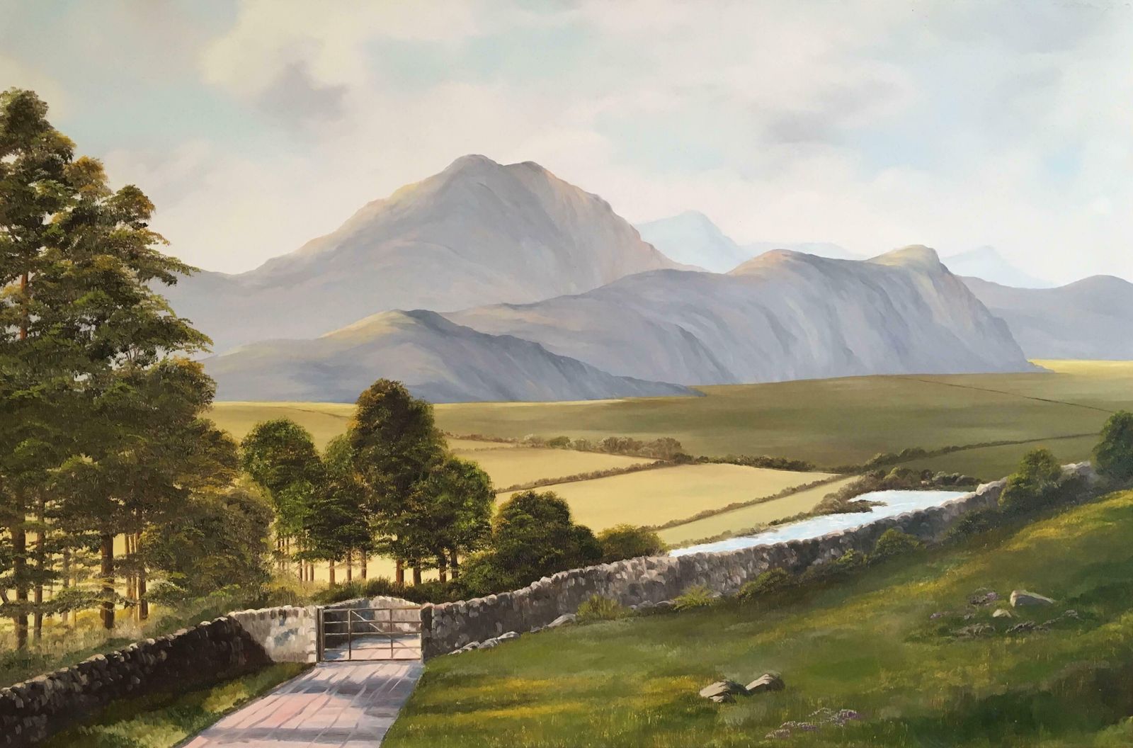 Unknownscafell From Hardknott Pass Huge British Lake District Landscape Oil Painting 2005 photo for sale