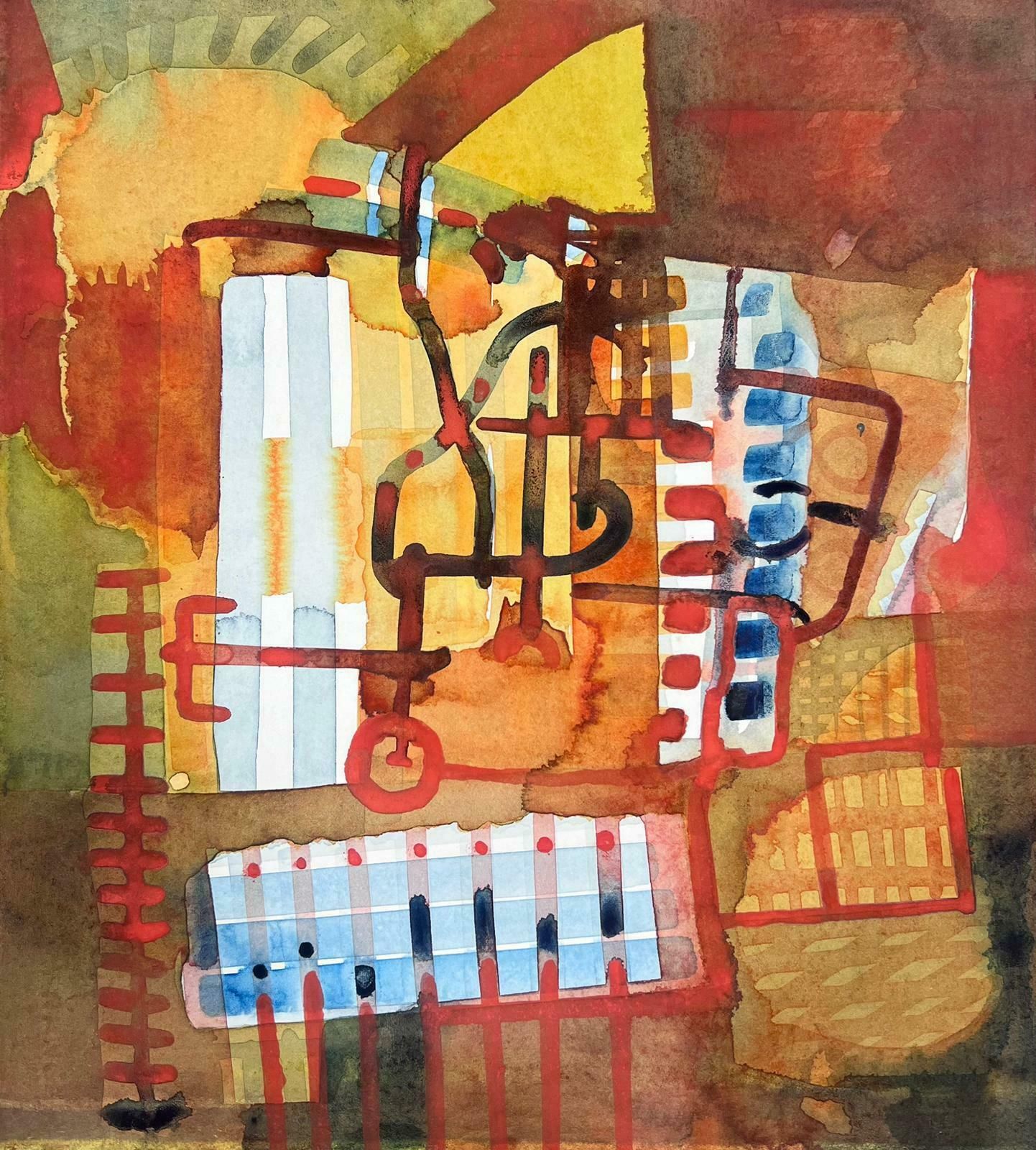 Jacques Coulais (1955 2011)french Expressionist Abstract Original Painting Fiery Coloursmid 20th Century