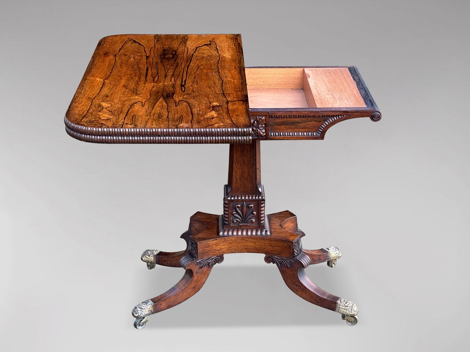 photo for sale Early 19th Century George IV Period Rosewood Fold Over Card Table