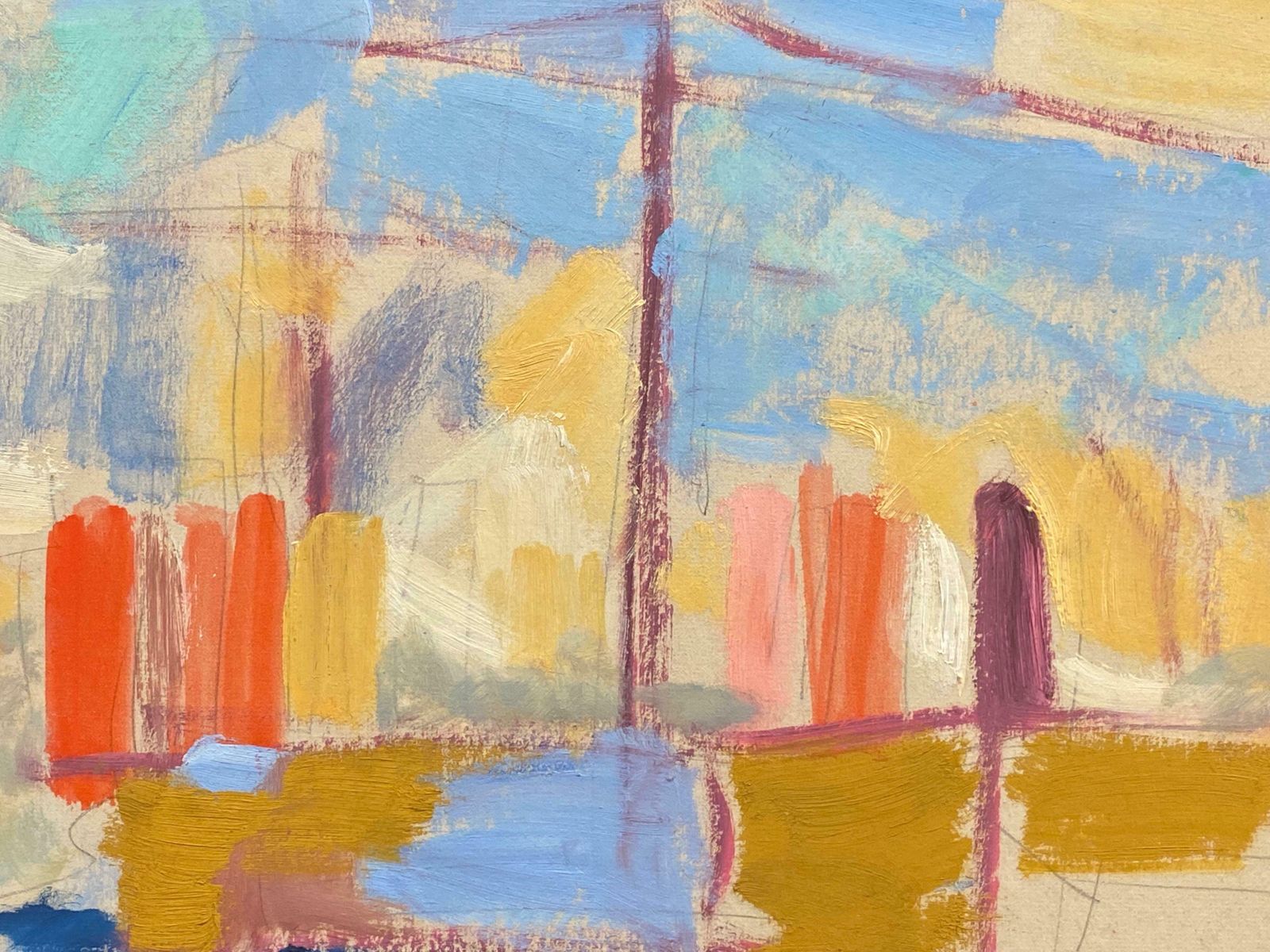Elisabeth Hahn20th Century German Modernist Oil Painting Beautiful Harbour Colors20th Century photo for sale