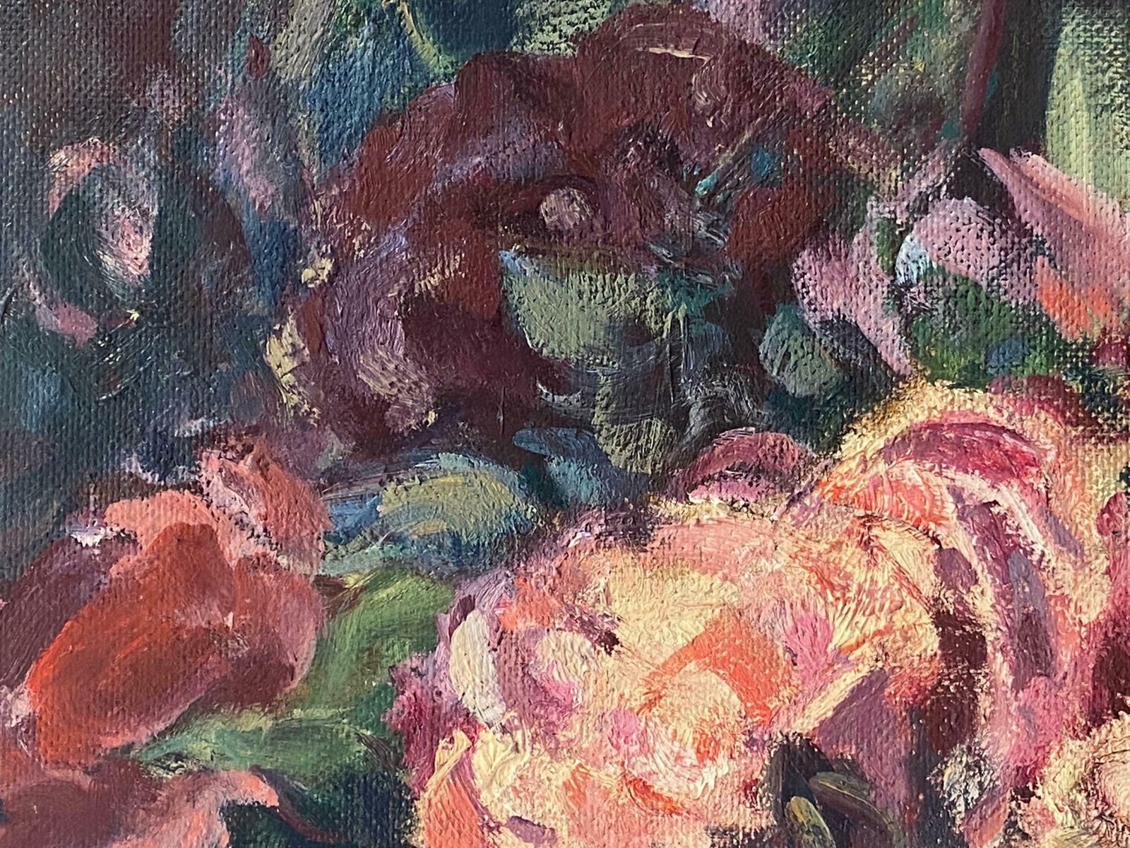 Elisabeth Hahn20th Century German Modernist Oil Painting Still Life Of Colorful Flowers20th Century photo for sale