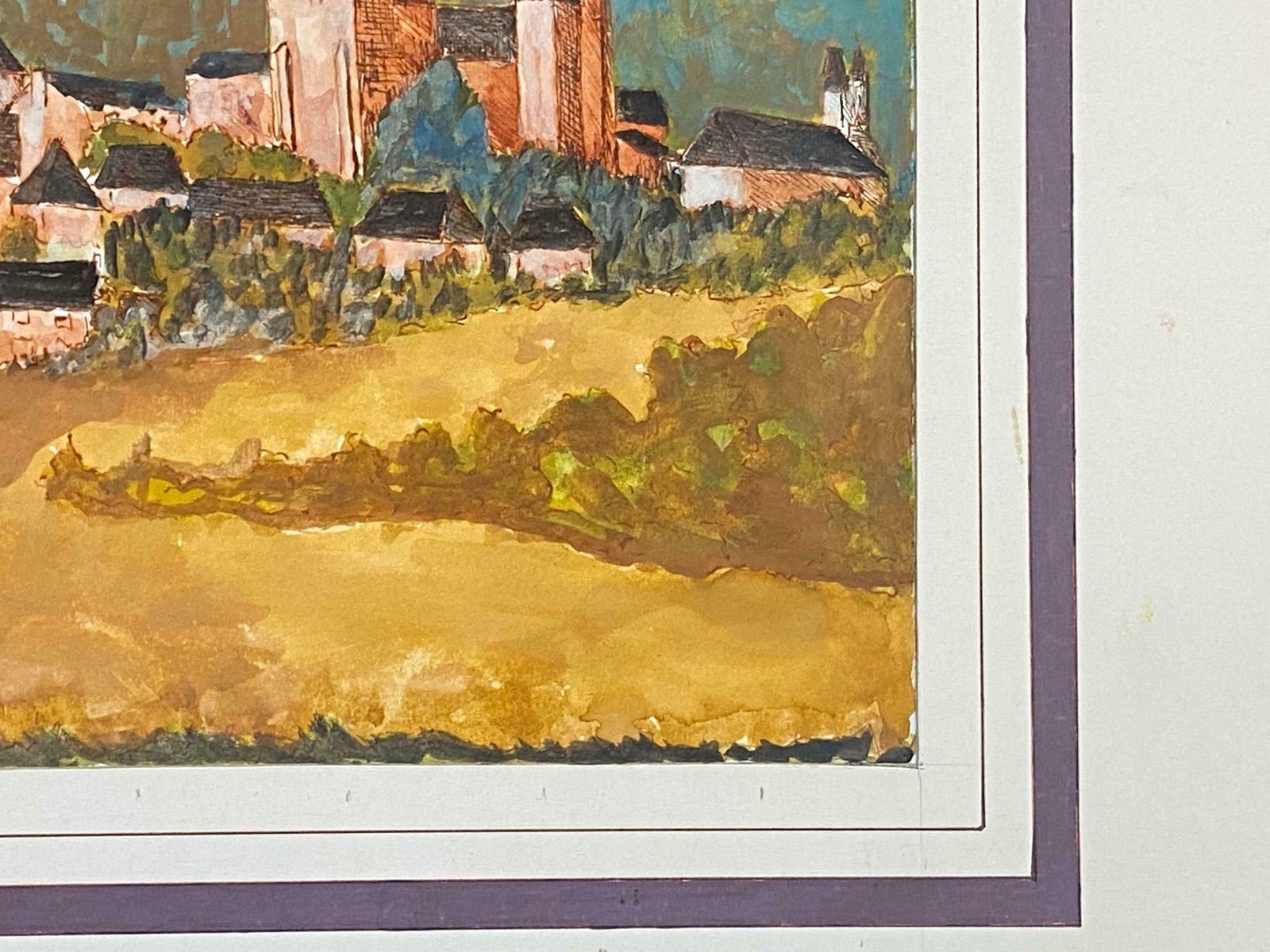 Bernard Labbe1950's French Modernist/ Cubist Painting   Colourful French Town Landscape1950's photo Art