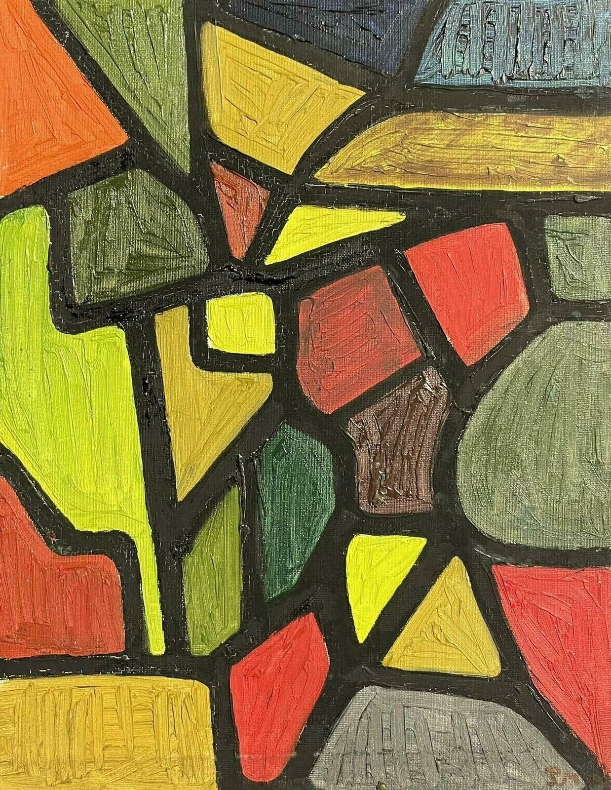 Unknown1960's French Cubist Abstract Oil Painting   Monogrammed