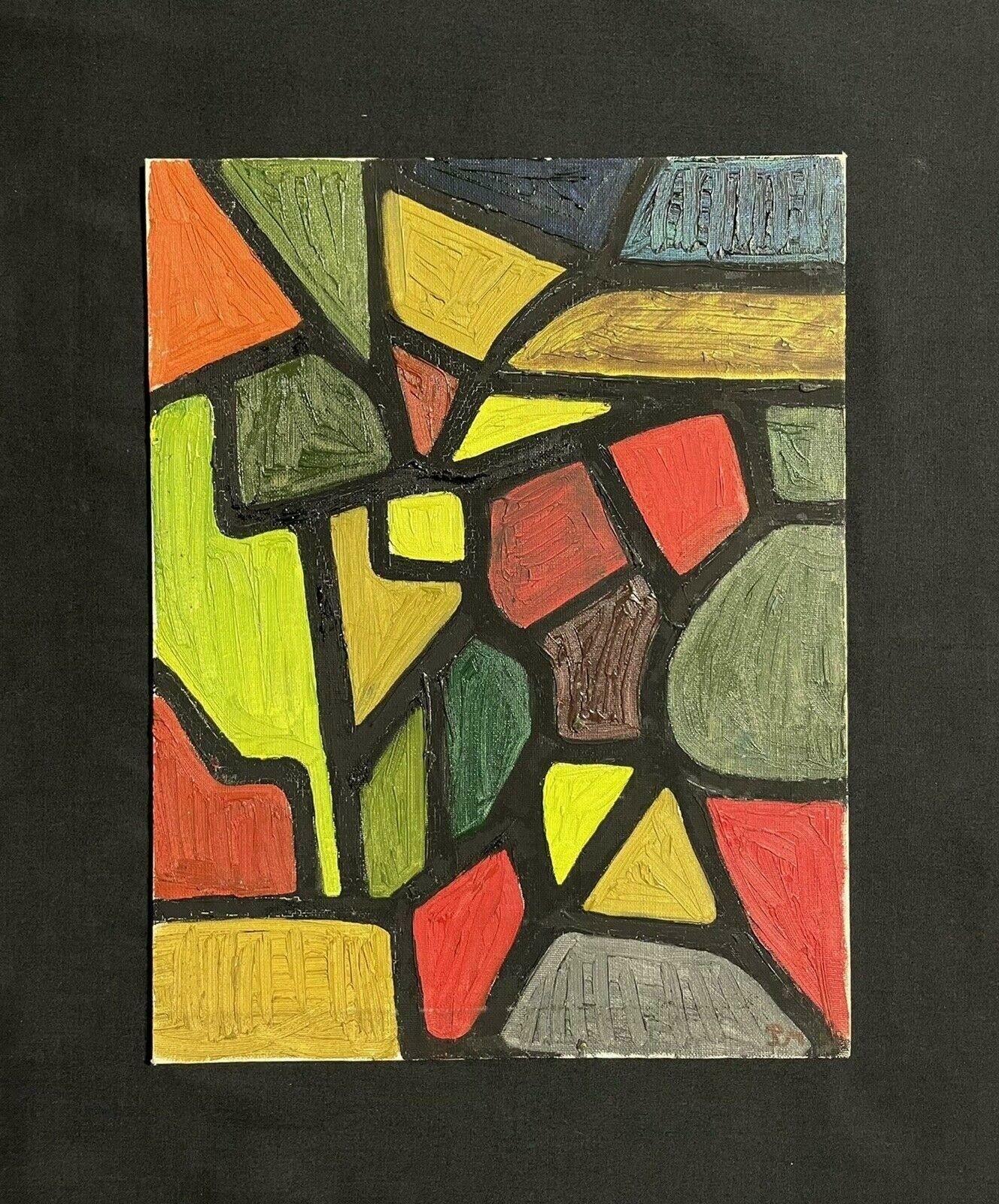 Unknown1960's French Cubist Abstract Oil Painting   Monogrammed photo for sale