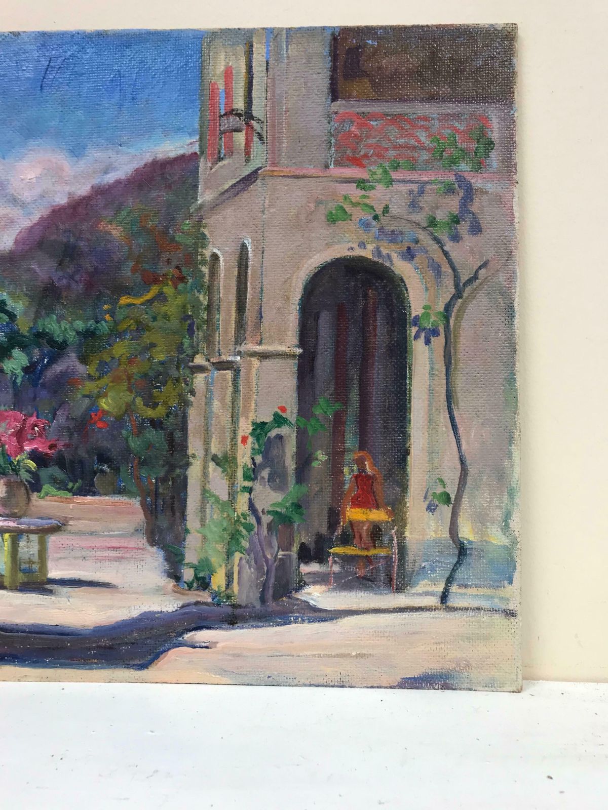 French School1930's French Post Impressionist Oil Painting   Country House Flower Gardens photo for sale