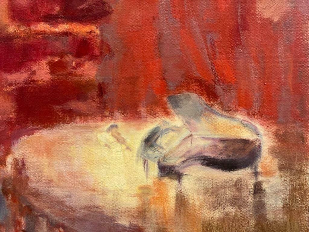 Elisabeth Hahn20th Century German Modernist Oil Painting Pianist In Concert Hall With Audience20th Century photo furniture