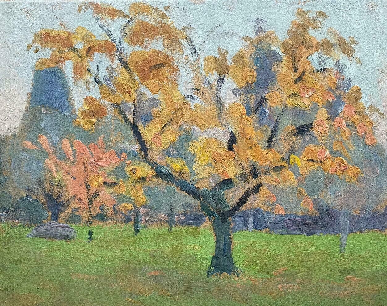 Rene Hutetrene Hutet (1907 1994) French Impressionist Oil   Autumn Trees Landscapemid Century
