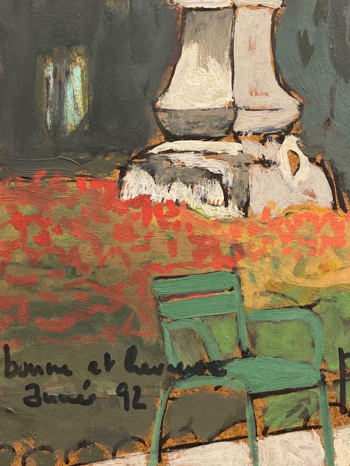 Patrice Poindrellestatue In Parisian Park, Signed French Impressionist Oil Paintingc. 1990's photo Art