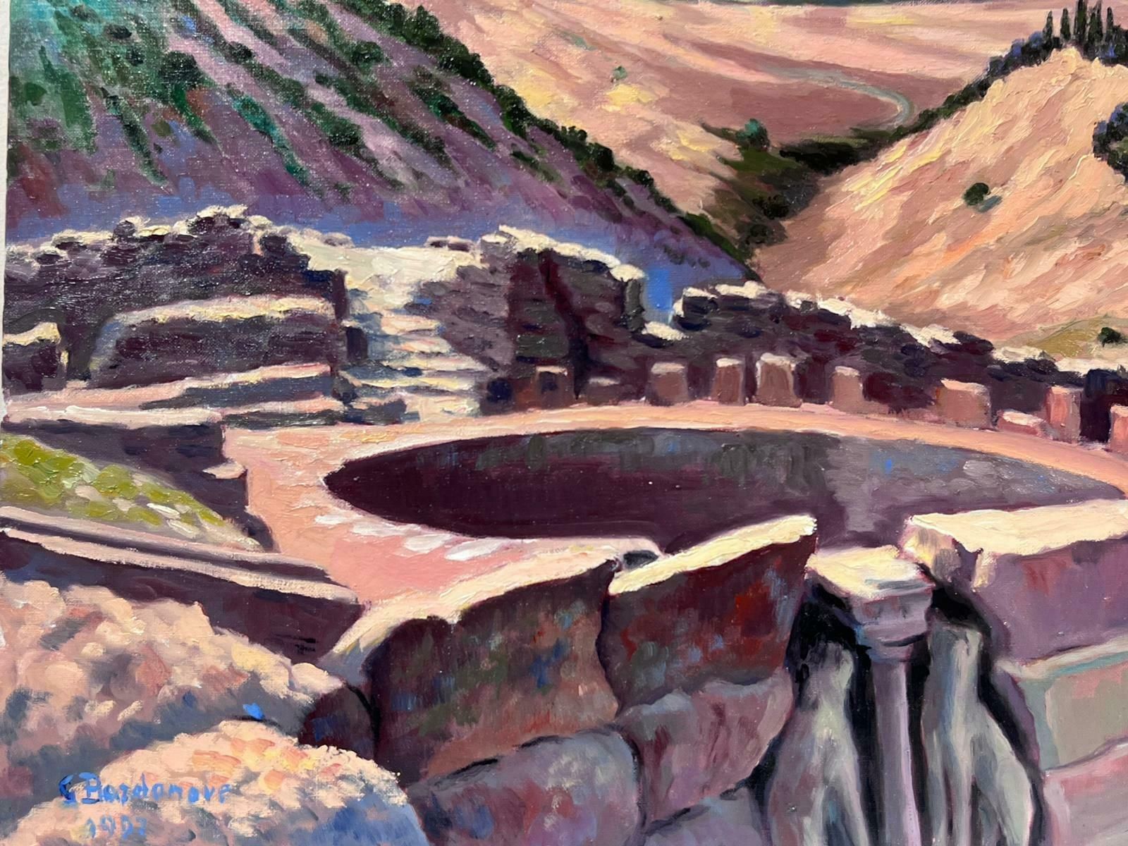 Georges Bordonovecontemporary French Impressionist Oil Stone Well In Mountain Landscape photo for sale