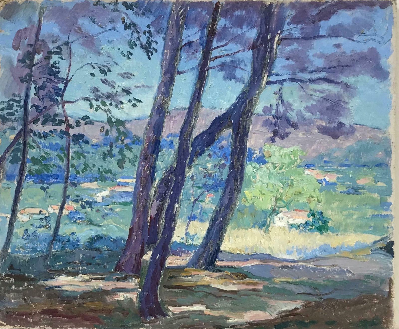 French School1930's French Post Impressionist Oil Painting   Summer Provence Landscapec. 1930's