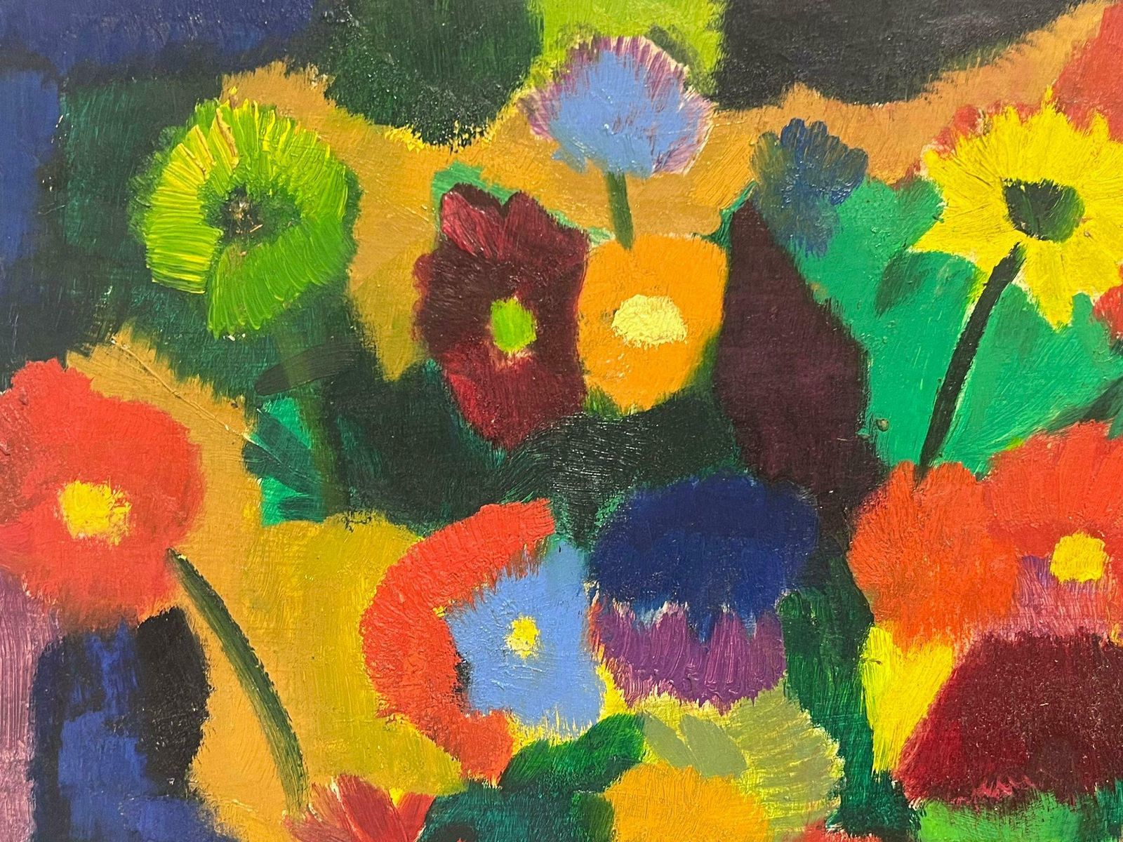 French School20th Century French Modernist Signed Oil Painting Bright Display Of Flowers photo Art