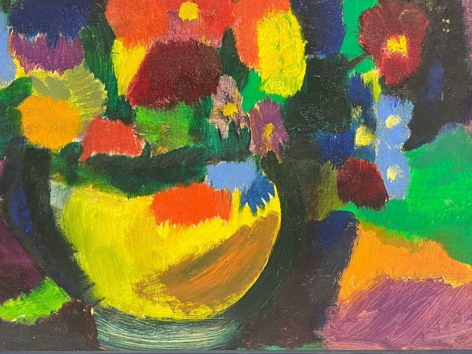 French School20th Century French Modernist Signed Oil Painting Bright Display Of Flowers photo buy