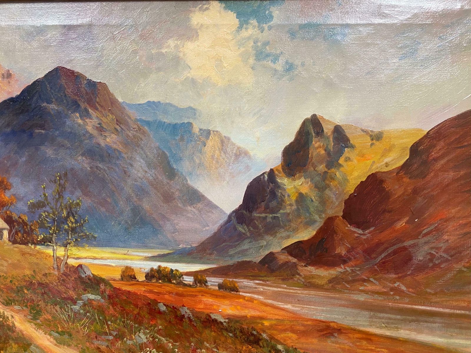 Francis E. Jamiesonlarge Antique Scottish Highlands Oil Painting In Gilt Frame Pitlochry Perthshirec.1930's photo 2247.0