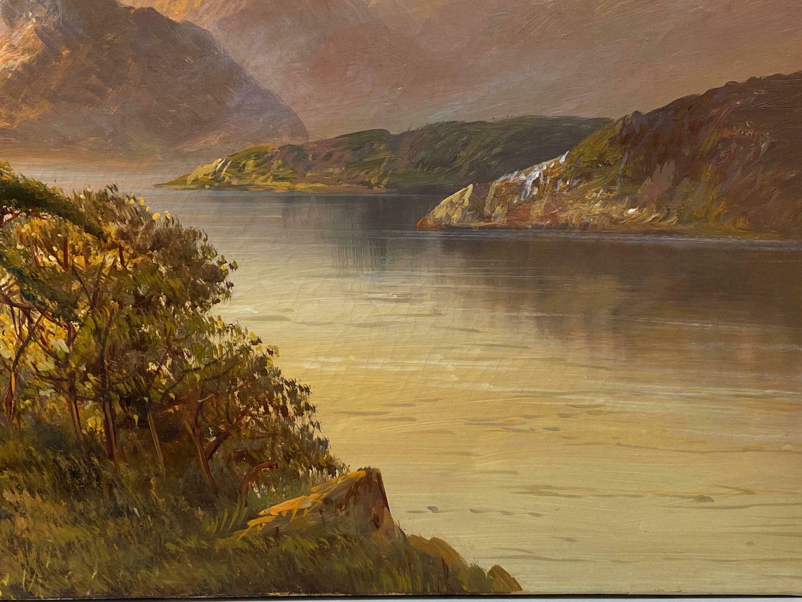 Francis E. Jamiesonantique Scottish Highlands Oil Painting Sunset Extensive Loch Landscape Scenec.1920's photo 1532.0