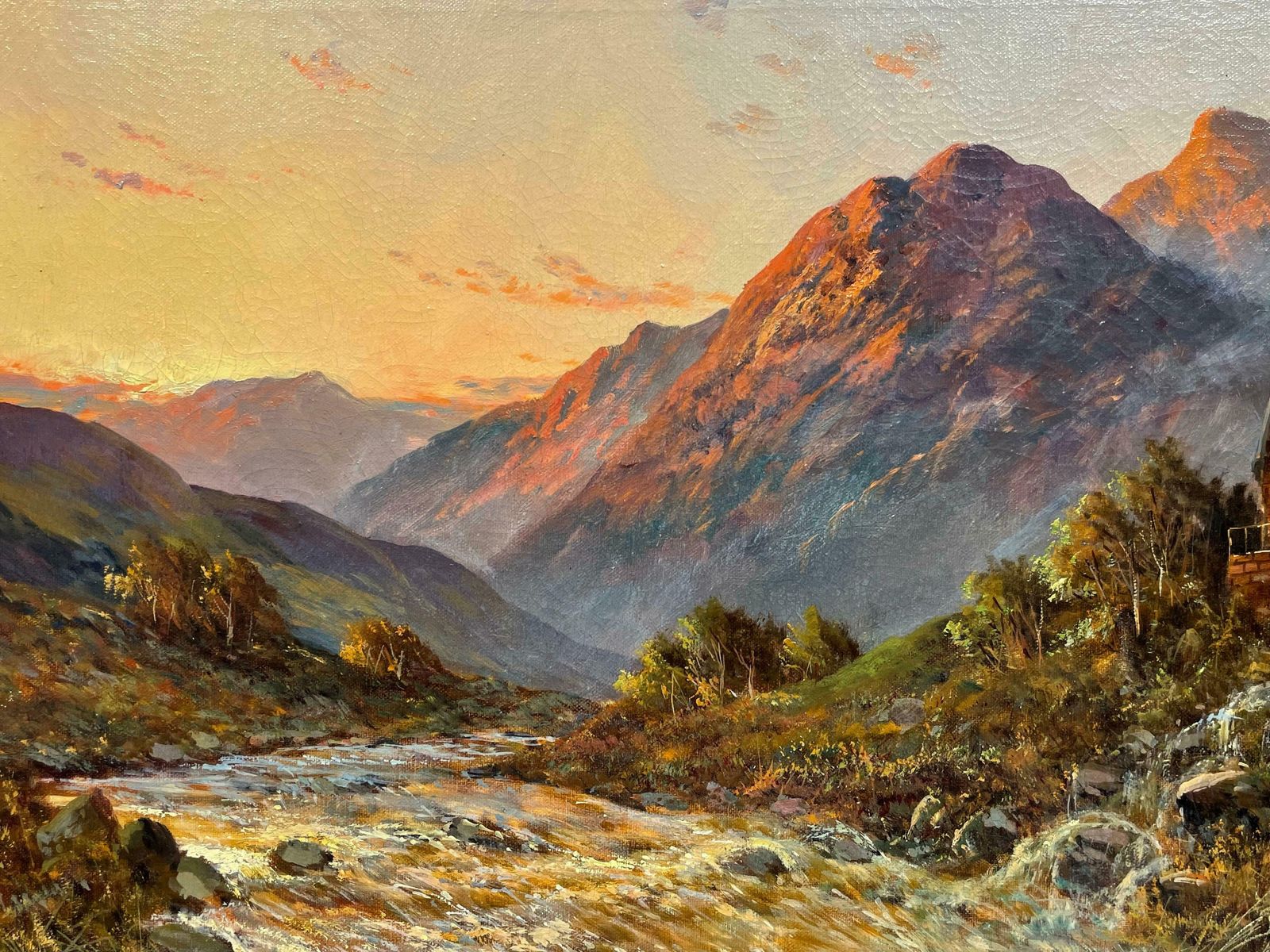 Francis E. Jamiesonantique Scottish Highlands Oil Painting Sunset River Landscape With Mountainsc.1930's photo 1991.0