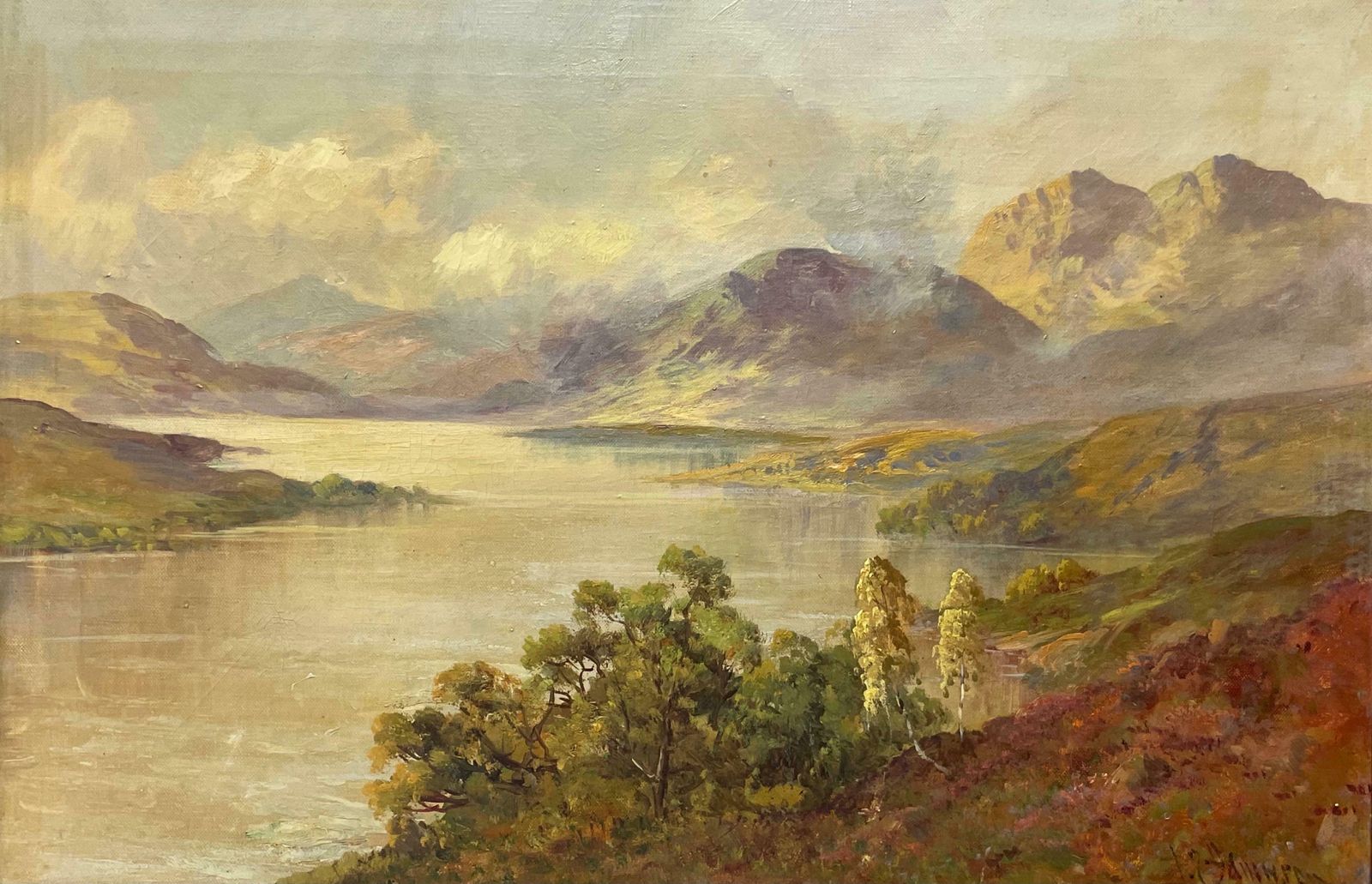 Francis E. Jamiesonantique Scottish Highland Loch Katrine In The Trossachs Summer Landscapec.1930's
