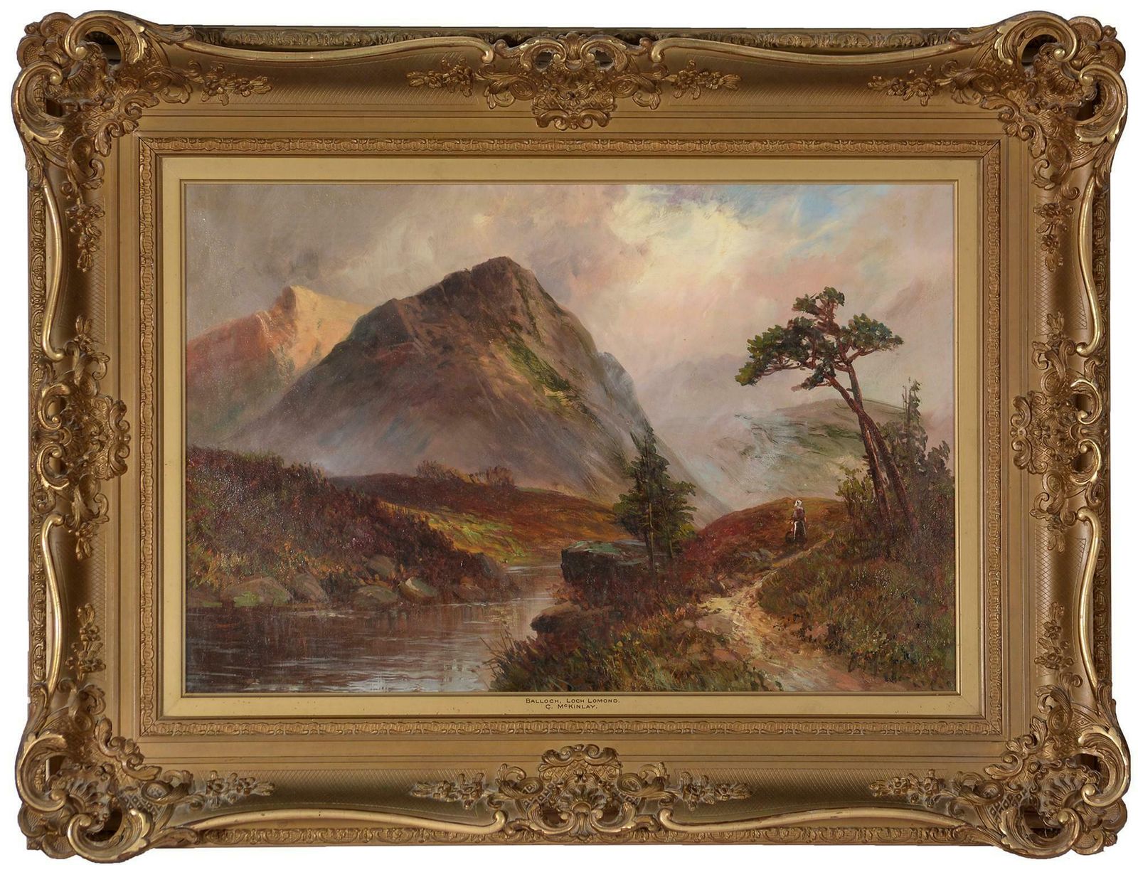 Francis E. Jamiesonantique Scottish Oil Painting Sunset Lomond With Figure On Pathc.1930's photo furniture
