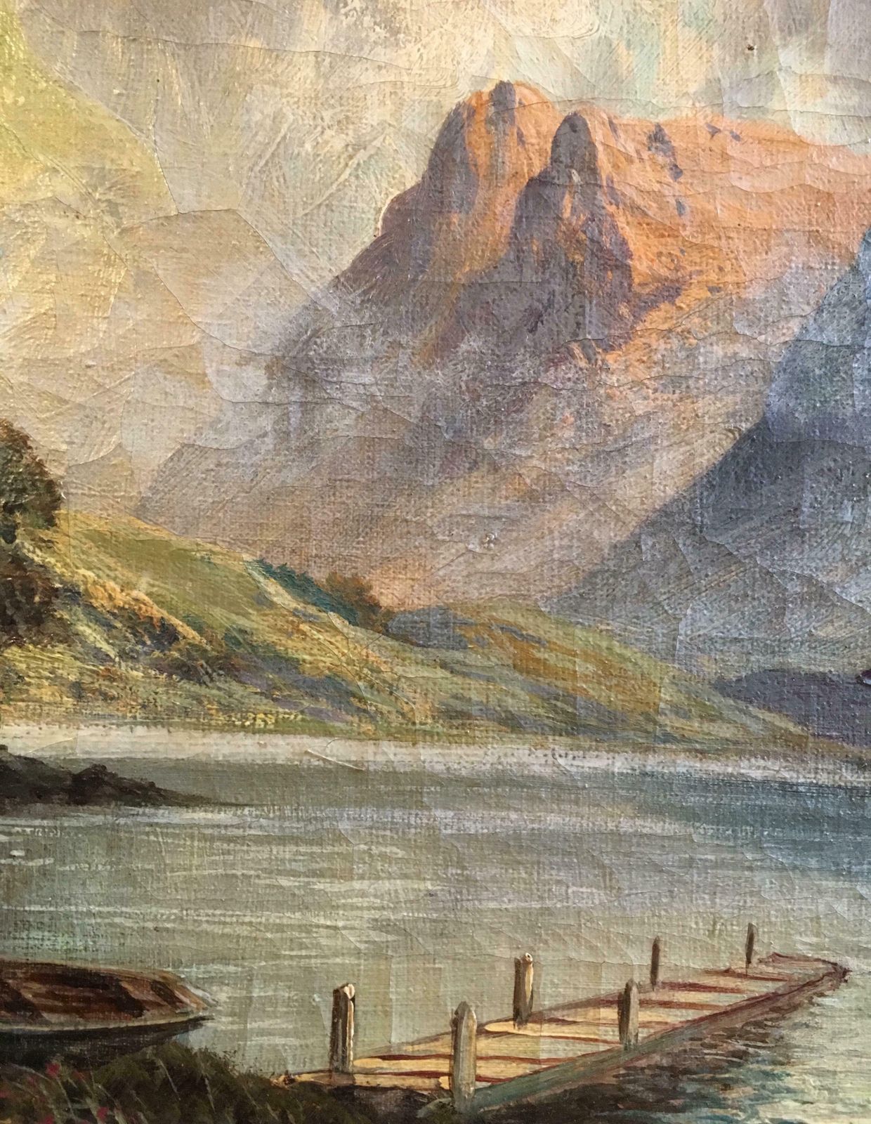 Francis E. Jamiesonloch Lomond, View Of The Jetty, Antique Scottish Oil Painting Sunset, Signedc.1930's photo vinterior