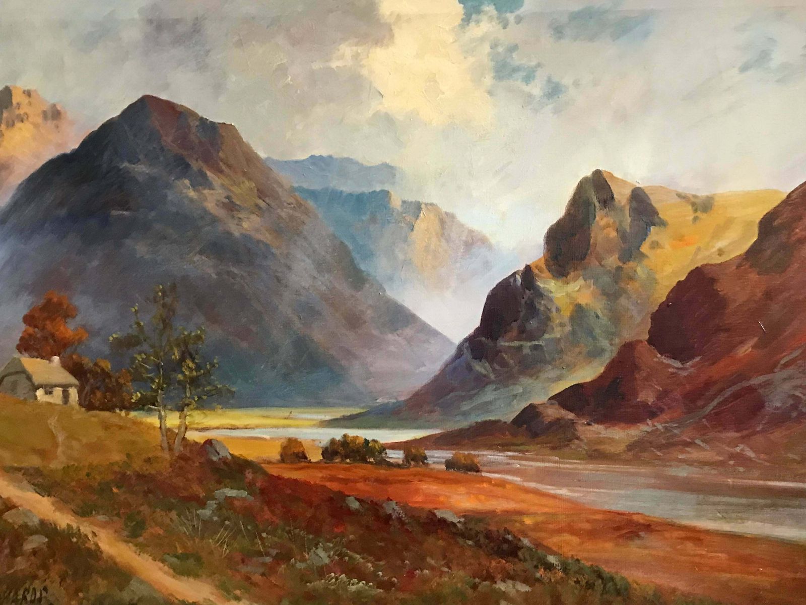 Francis E. Jamiesonantique Scottish Oil Painting Sunset Pitlochryc.1930's photo 1532.0