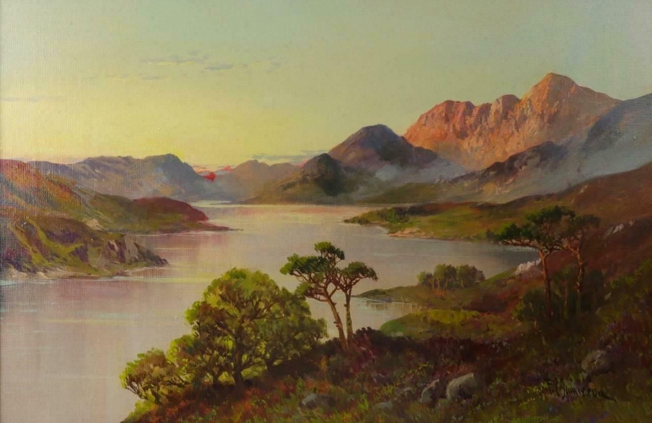 Francis E. Jamiesonantique Scottish Oil Painting Sunset Highland Lochc.1930's