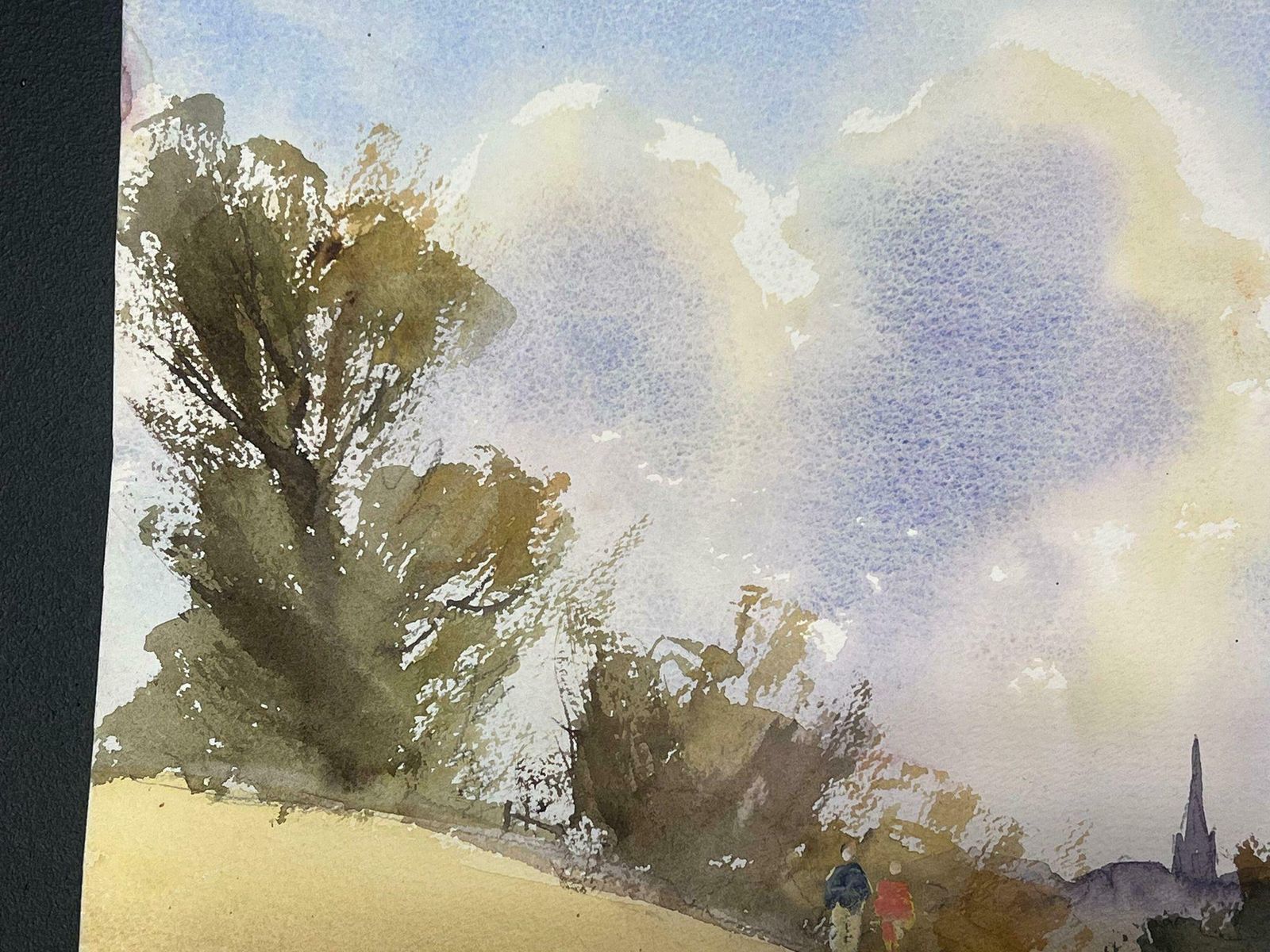Anthony Averyfine British Original Impressionist Watercolor Figures Walking The Country Path photo for sale