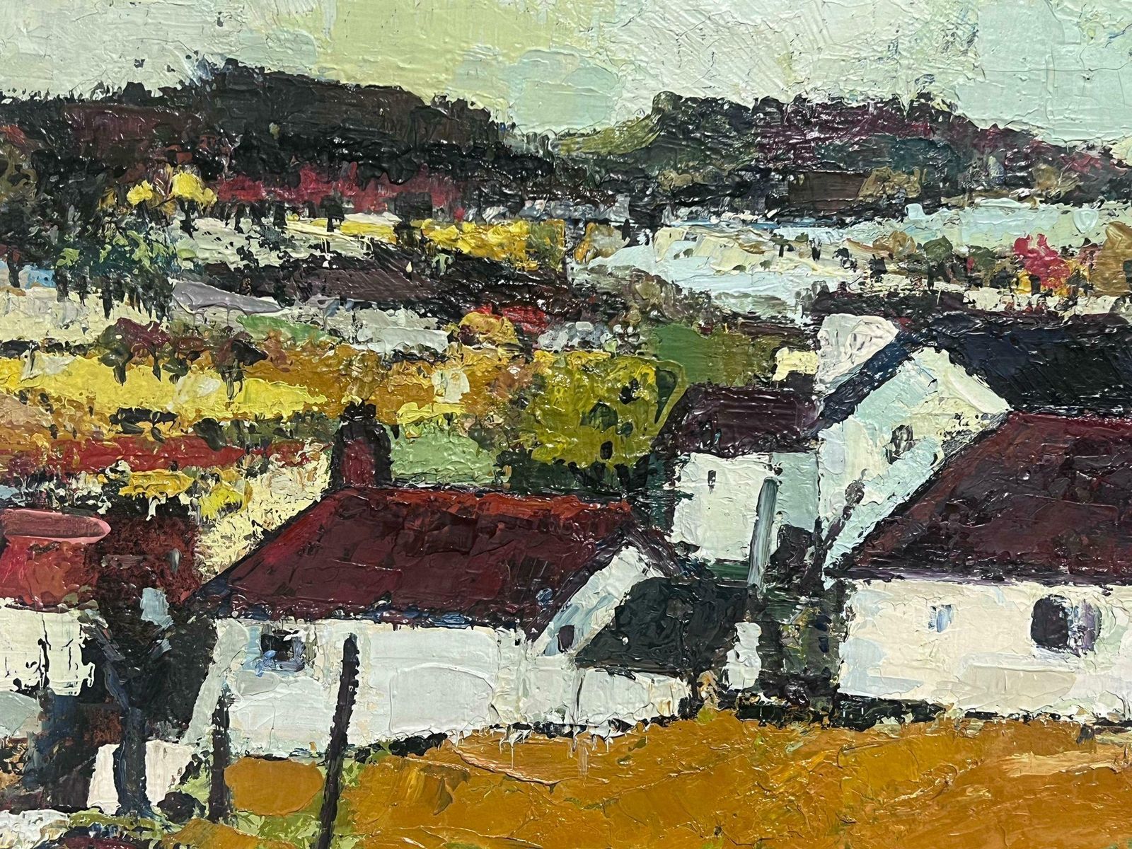 Renaultvalence Provence Red Roof Town South Of France 1960's French Expressionist Oil photo Art