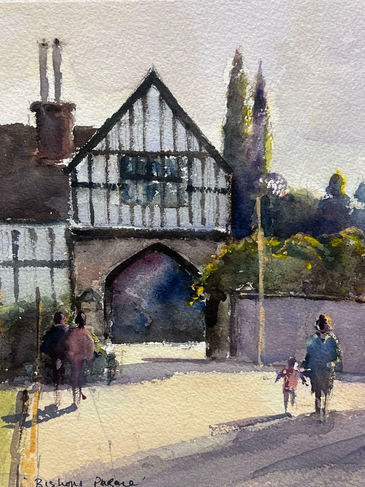 Anthony Averybritish Original Impressionist Watercolor Bishops Palace Hereford Ancient Gate photo Art