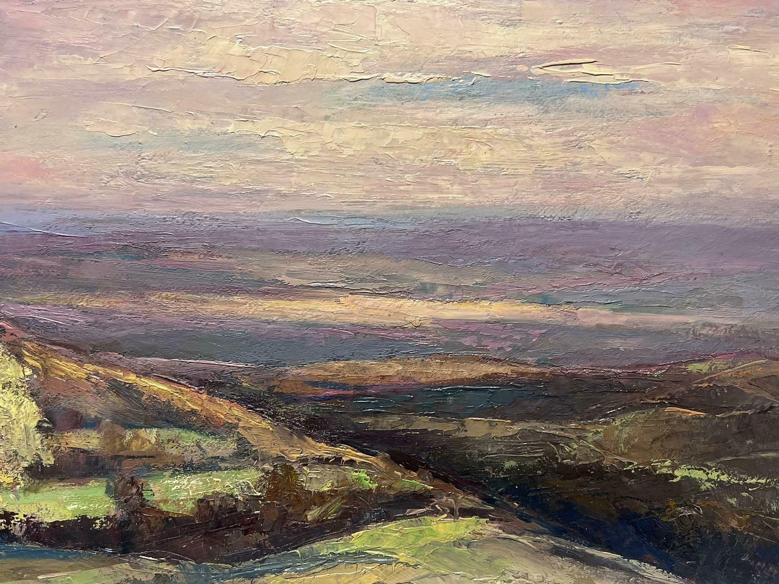 Leon Hatotvintage French Oil Painting Of A Purple Sky Landscape Onto The Green Hills photo 562.0